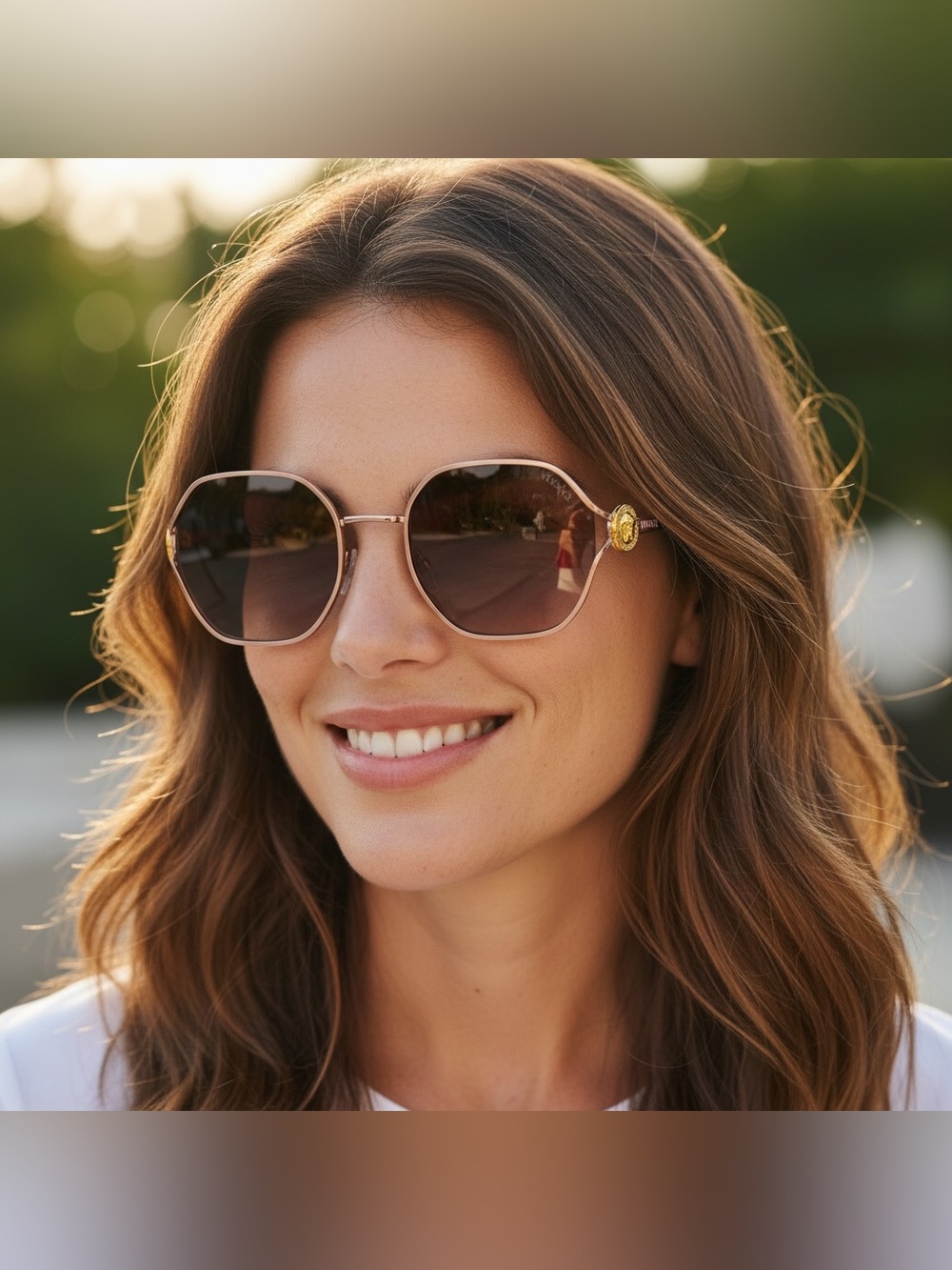 Versace Women’s Sunglasses – Pink Bronze / Brown Gradient – New – 55-20-140 - Picture 5 of 16